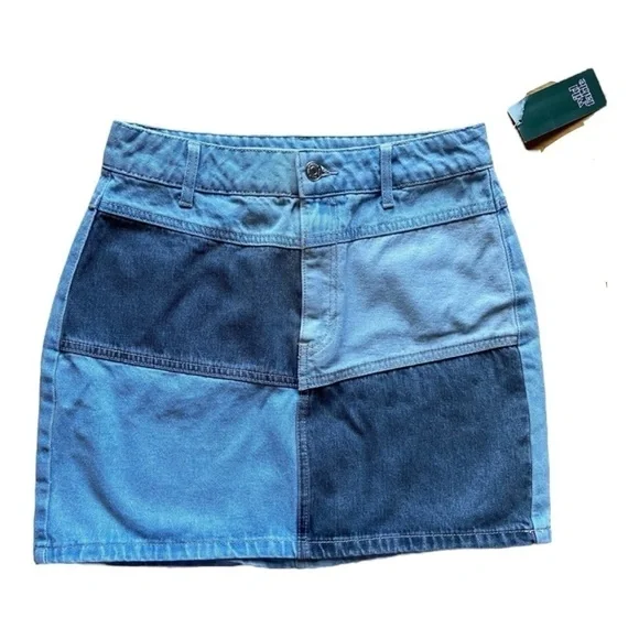 Wild Fable Patchwork Denim Mini NWT - Picture 2 of 6